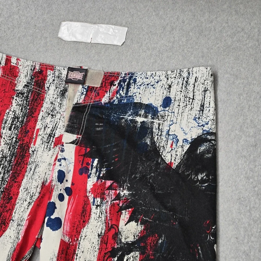 MMA Elite Men Activewear Shorts XL Red Graphic Flag Eagle Grunge Y2K 10